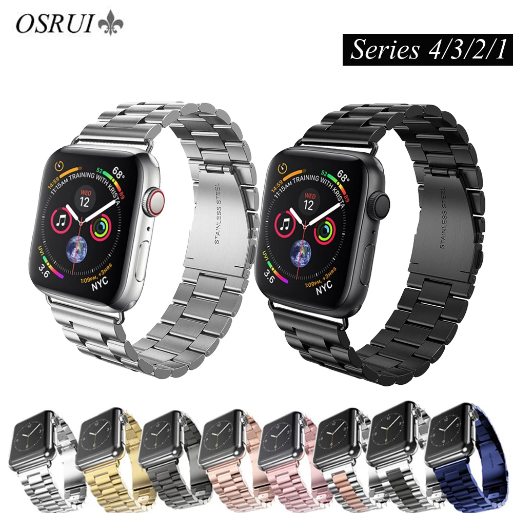 OSRUI 316L Нержавеющая сталь ремешок для Apple Watch группа 42 мм 38 iWatch 3 2 1 44 40 ссылка браслет сменный ремешок на запястье