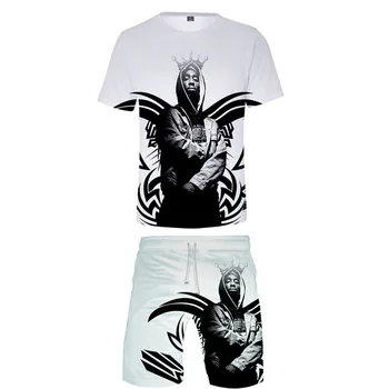 

2019 2PAC two piece set tshirt and shorts Harajuku men 2PAC t shirt streetwear harajuku Short Sleeve Plus Size SUMMER