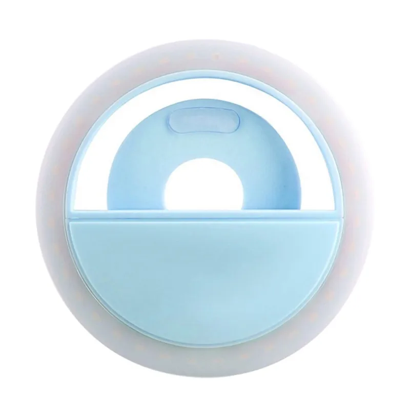 Портативный мобильный телефон Светодиодная лампа для селфи Универсальный Selfie светодиодный кольцевой вспышки света Luminou кольцо с зажимом для iPhone - Цвет: Синий
