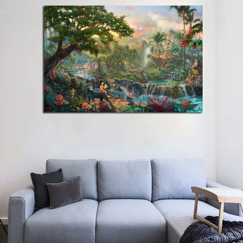 

Thomas Kinkade Jungle Book Canvas Painting Prints Living Room Artwork Home Decor Modern Wall Art Oil Painting Posters Pictures