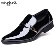 WHOHOLL Luxury brand PU Leather Fashion Men Business Dress Loafers Pointy Black Shoes Oxford Breathable Formal Wedding Shoes WHOHOLL Luxury brand PU Leather Fashion Men Business Dress Loafers Pointy Black Shoes Oxford Breathable Formal Wedding Shoes