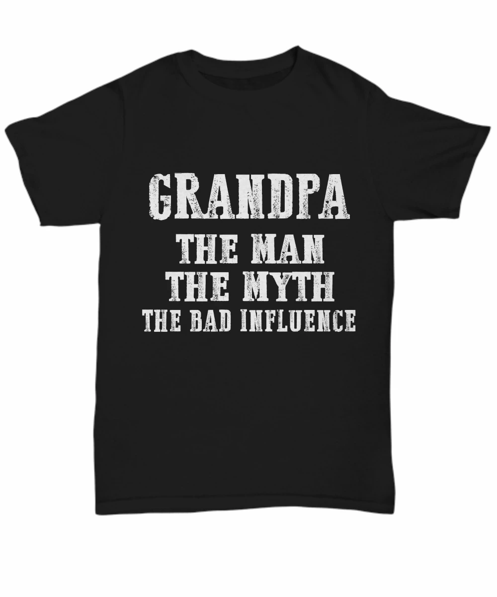 

Funny Grandpa The Man Myth T-Shirt For Grandfather Men Tee Gifts Bad Influence