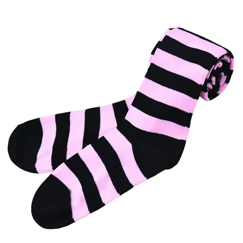 JAYCOSIN/гольфы женские 1 пара носков до бедра с бахромой Гольфы выше колена для девочек Полосатые дышащие нескользящие носки до щиколотки - Цвет: Pink