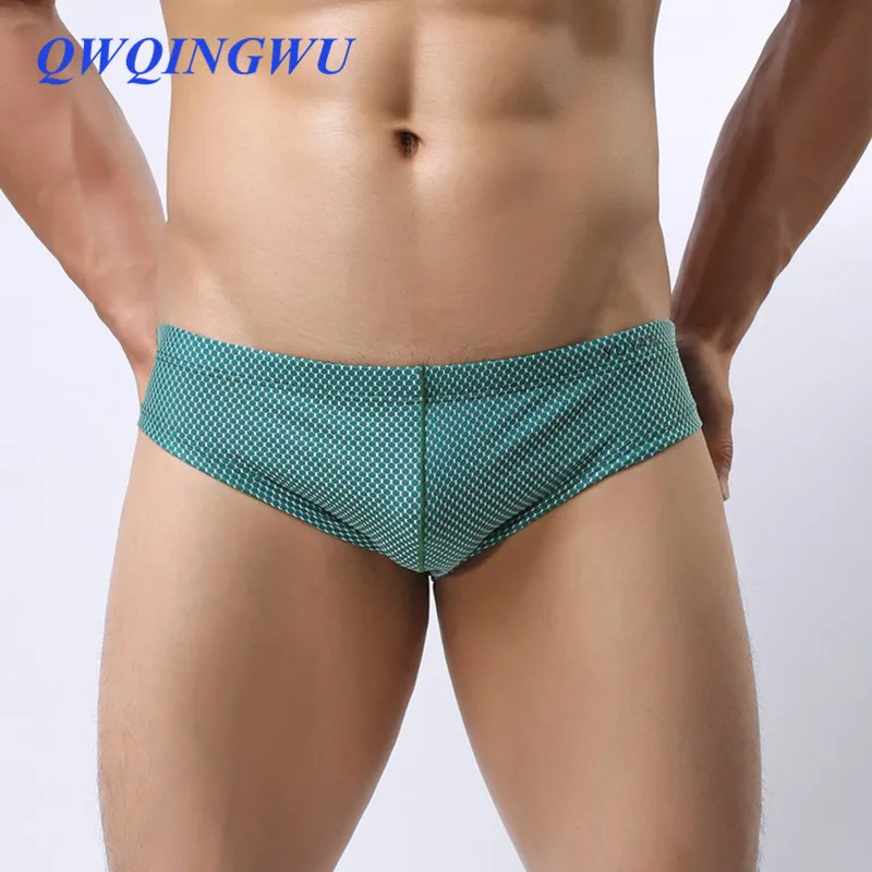 Men's Low-Waist Briefs Ice Silk Nylon Sexy Gay Men Underwear U Convex Design Underpants Men Wholesale Breathable Sexy Briefs