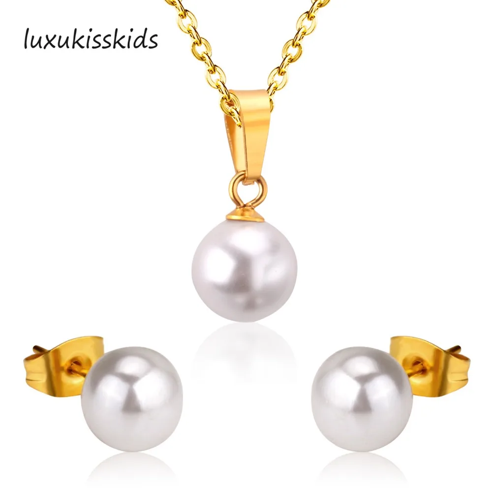 

LUXUKISSKIDS Fashion Freshwater Pearl Necklace Earring Set For Women Wedding Jewelry