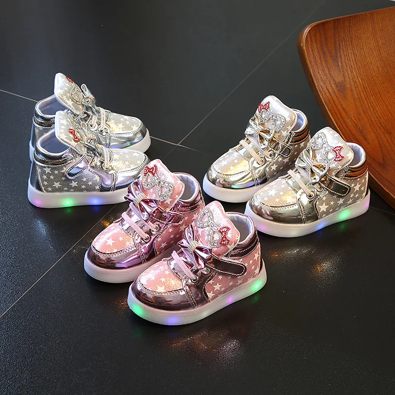 Spring Autumn Children's Sneakers With Light Kids Girls Toddler Casual Shoes With LED Light Up Luminous Sneakers SH19052