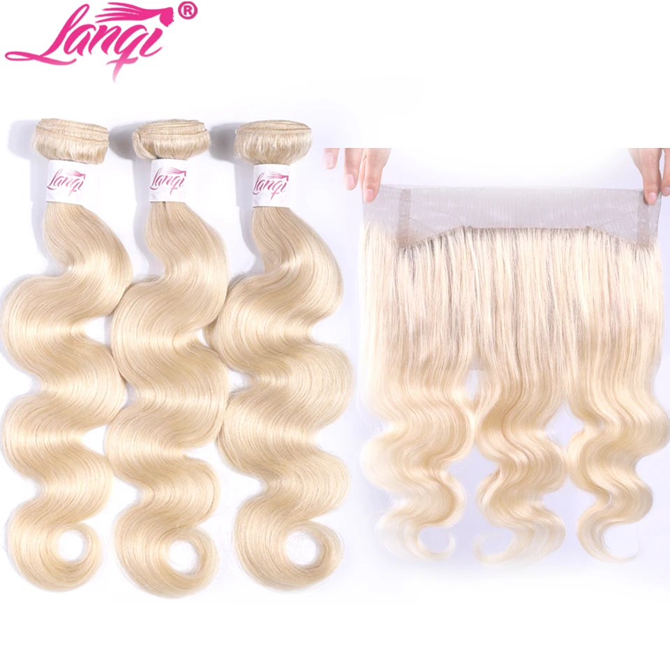 

613 blonde bundles with 360 frontal closure human hair brazilian body wave bundles with frontal lanqi ombre bundles with closure