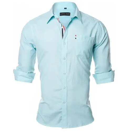 VISADA JAUNA мужская повседневная однотонная деловая рубашка, приталенная Мужская Однотонная рубашка с длинными рукавами, большой размер 2XL N5043
