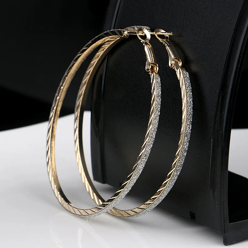 

2 Colors Fashion Big and Narrow Hoop Earring Simple Personality Women Jewelry