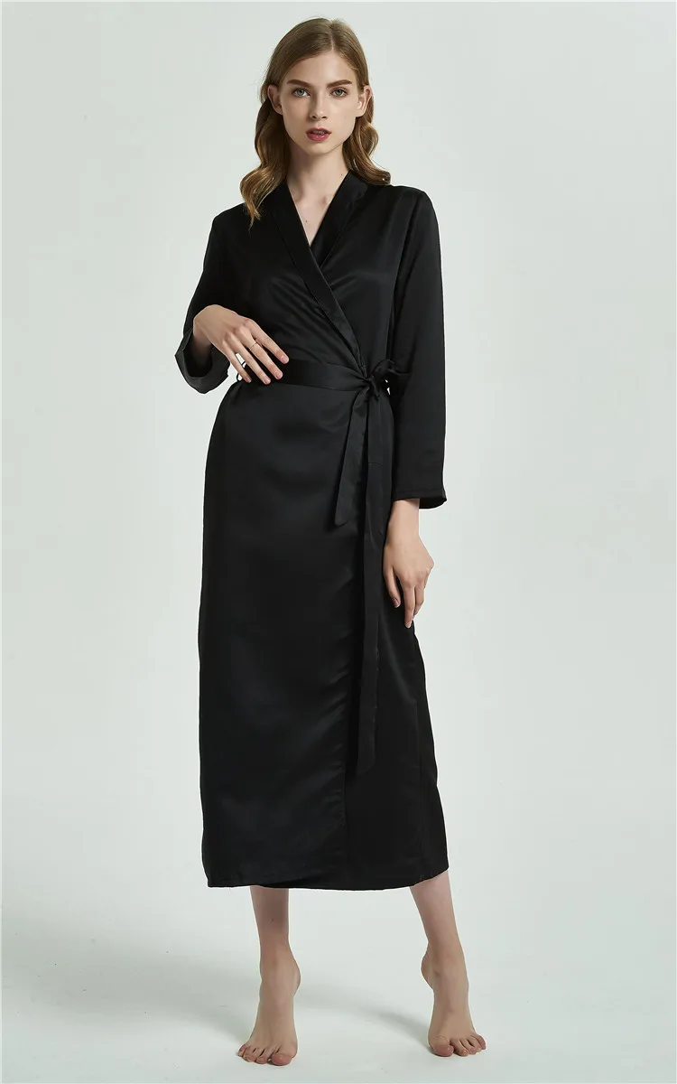 Download Women Long Robe Sleepwear Kimono Sexy Silk Robe Luxury ...