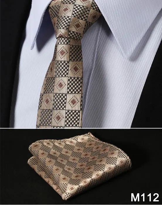 Полосой точки 2.1" Шелковый Свадьба тонкий узкий Для мужчин галстук платок Набор# M1 платок классический свадьбу - Цвет: M112
