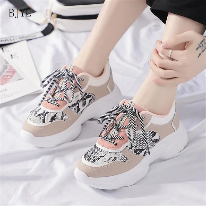 

BJYL Women Shoes 2019 New Chunky Sneakers For Women Vulcanize Shoes Casual Fashion Dad Shoes Platform Sneakers Basket Femme B242