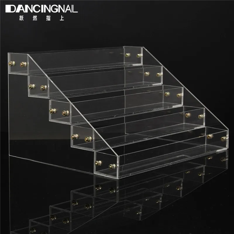 

Pro 5 Tiers Display Stand Removable Acrylic Clear Nail Polish Cosmetic Varnish Holder Women Makeup Organizer Case