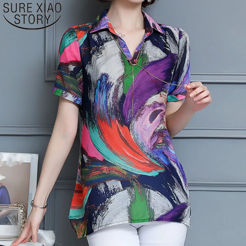

Womens tops and blouses 2019 ladies tops women shirts shirts 4XL-5XL plus size women blouse shirt V-Neck short sleeve 4382 50