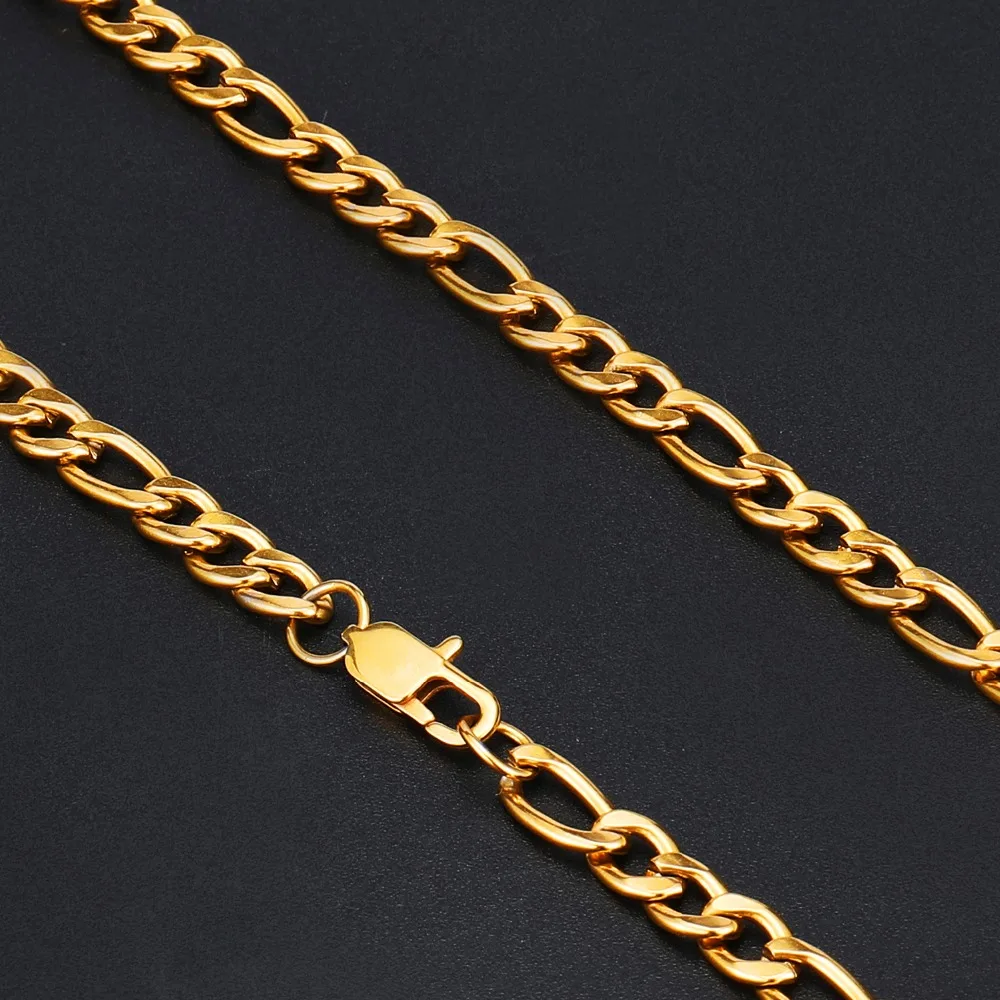 US7 Фигаро Цепь 4 мм ожерелье из нержавеющей стали для мужчин и женщин 6 мм звено цепи ожерелье s Мода хип хоп ювелирные изделия Прямая