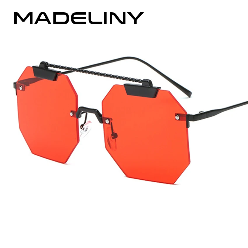 MADELINY негабаритных Для женщин квадратные солнцезащитные очки бренд Дизайн модные оправы Винтаж Flat Top женские солнцезащитные очки MA296