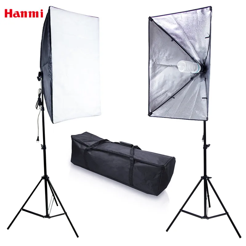 Hanmi Softbox Light Stand Light Lamp Bulbs Photo Studio Set Professional Flash Soft Box Camera