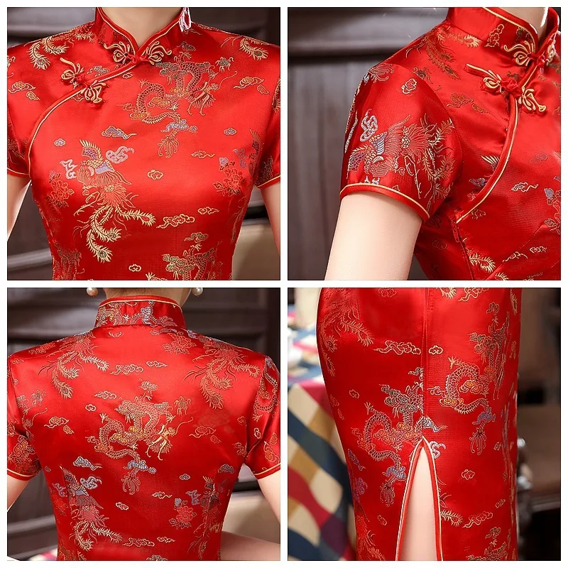 Церемониальные платья Cheongsam длинная консультация клиентская служба двери отеля Добро пожаловать работа Восточный одежда церемониальный халат Longue Femme