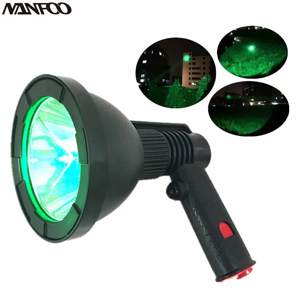 Powerful 125mm CREE 10W 1000LM Green LED Hunting Light Rechargeable LED