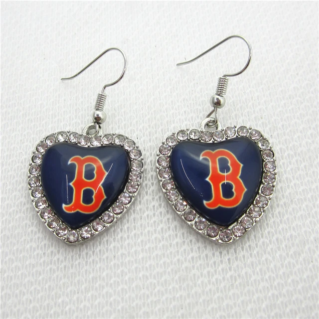 6pair Lot Crystal Heart Boston Red Sox Earring Us Sports Earrings 6pair Lot Crystal Heart Boston Red Sox Earring Us Sports Earrings Baseball Charms Jewelry