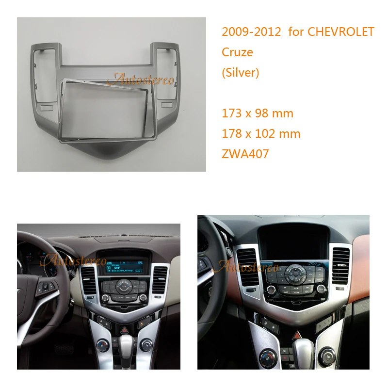 

Double Din Car Radio fascia Facia Panel Adapter for CHEVROLET Cruze 2009+ Silver