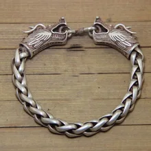 Последний стиль браслеты старое серебро ручной работы MIAO Carve Китай удача браслет с драконьей головкой