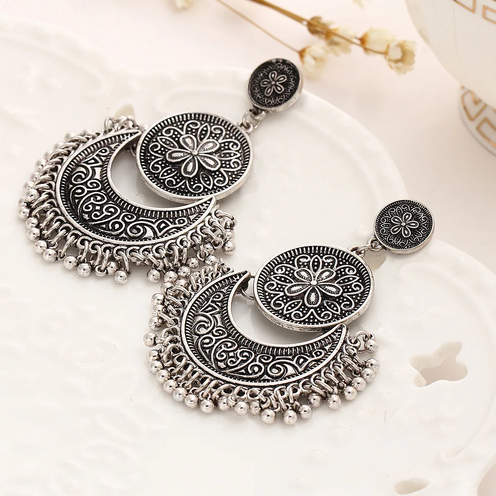 Indian Earring Bohemia Ethnic Beads Tassel Dangle Earrings For Women Vintage Flower Statement Earring Fashion Jewelry Pendientes - Image 6