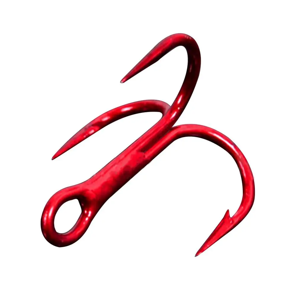 

100x Lots Red Fishing Hooks Carbon Steel Treble Jig Hooks Fish Hook