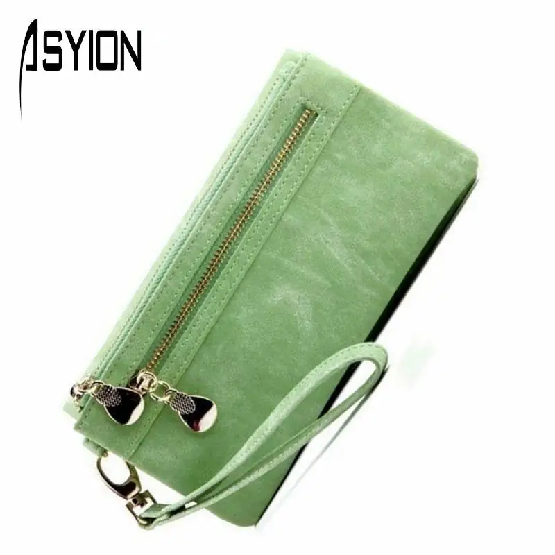  ASYION 2016 Hot Fashion Women Wallets Matte PU Leather Double Zipper Wallet Ladies Long Day Clutch Coin Purse Card Holder DB5693 
