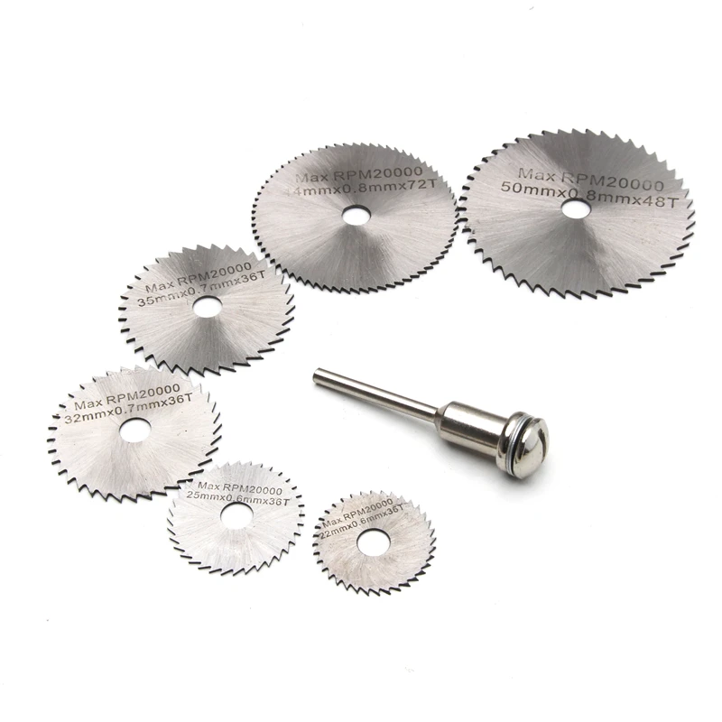 

7PCS HSS Rotary Tools Circular Saw Blades Mandrel Cutoff Cutter Power Multi Tools For Dremel Metal Wood Cutting Discs