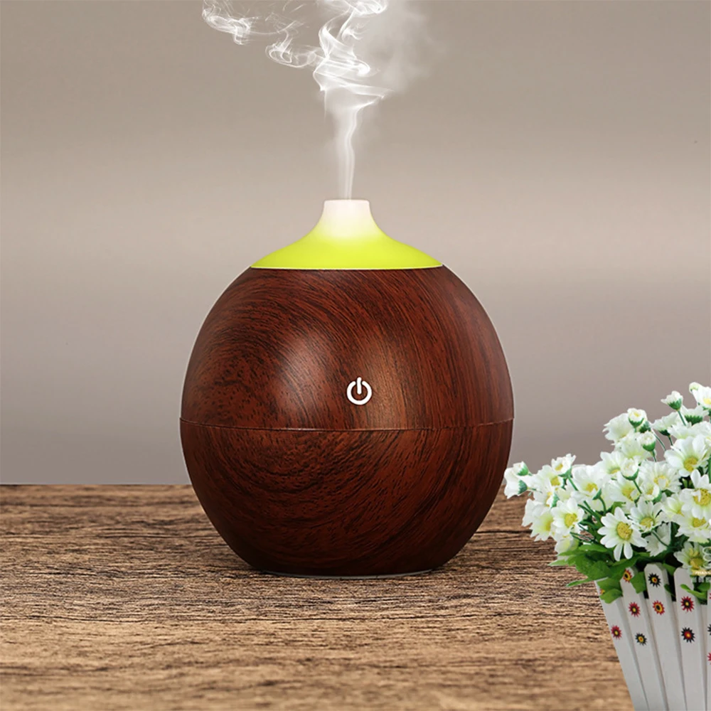 

USB Air Humidifier 130ML Ultrasonic Mist Maker Diffuser Aromatherapy Electric Mini Air Diffuser Wood Grain for Home/Car/Office