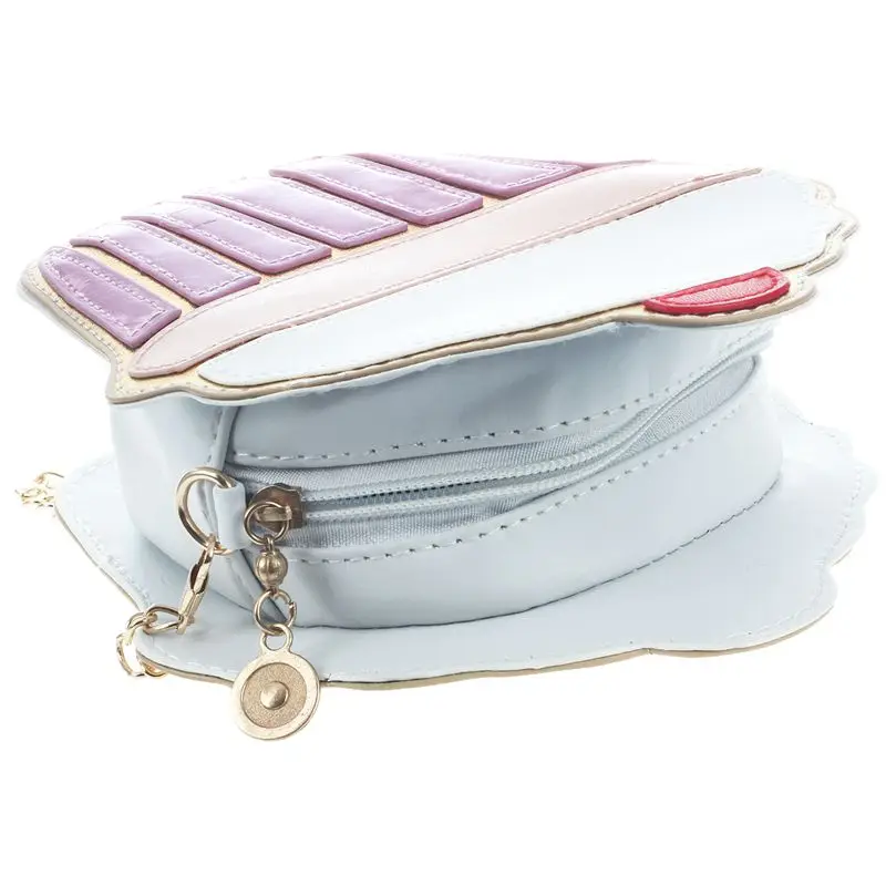 جديد لطيف الكرتون النساء الآيس كريم كب كيك البسيطة أكياس بو جلدية صغيرة سلسلة مخلب Crossbody فتاة الكتف حقيبة ساعي كعكة