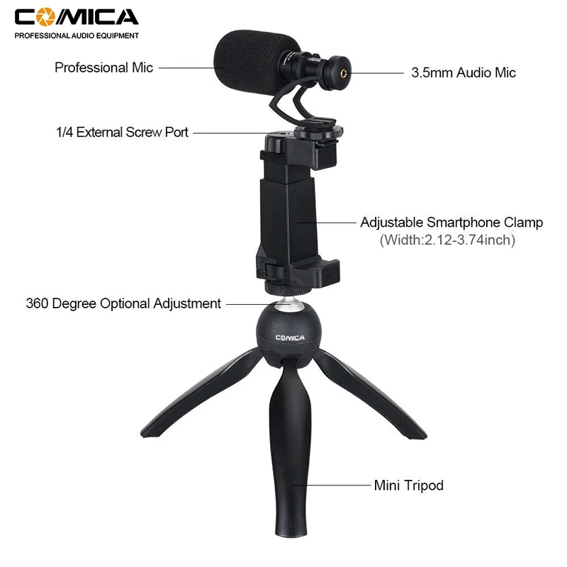 Comica Smartphone Video Kit CVM VM10 K2 Filmmaker Mini Tripod with 