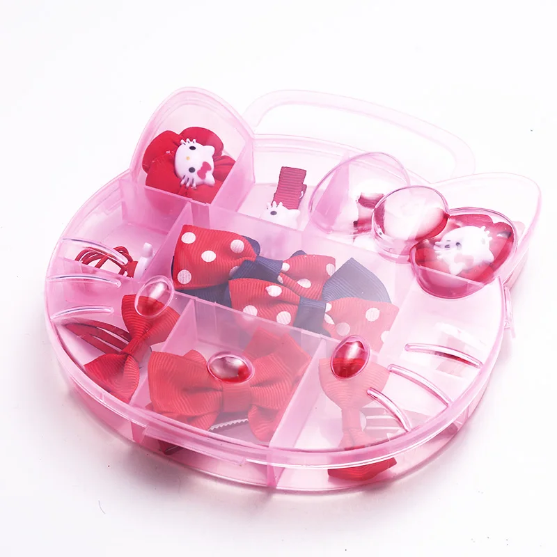 

Box-Packed Little Girls Cute Cat Flower Bow Elastic Hair Bands Kids Lovely Hair Clip Princess Birthday Gift Hair Accessories Set