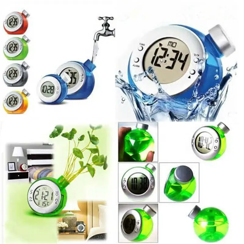 Eco Friendly Water Powered Thermometer Clock Digital Lcd Screen Water