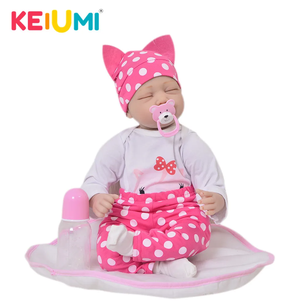 

KEIUMI 22 Inch Reborn Baby Doll Closed Eyes Realistic Soft Silicone Newborn Doll Sleeping Girl Bebe Toy Kids Birthday Xmas Gift