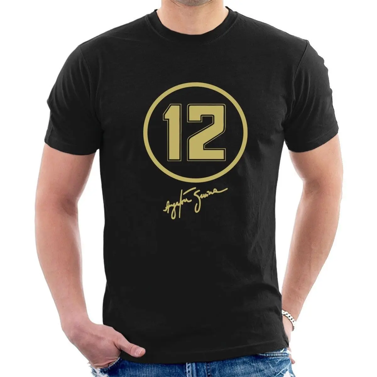 New Fashion Men Top Tees Spedizione Gratuita Numero 12 Ayrton Senna Jps Tribute Camicie Personalizzate
