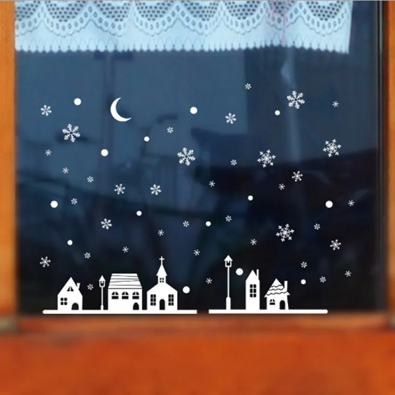 Рождественская декоративная наклейка съемные наклейки для окон Рождественская стеклянная Настенная Наклейка С Рождеством стикер снежинки домашний декор