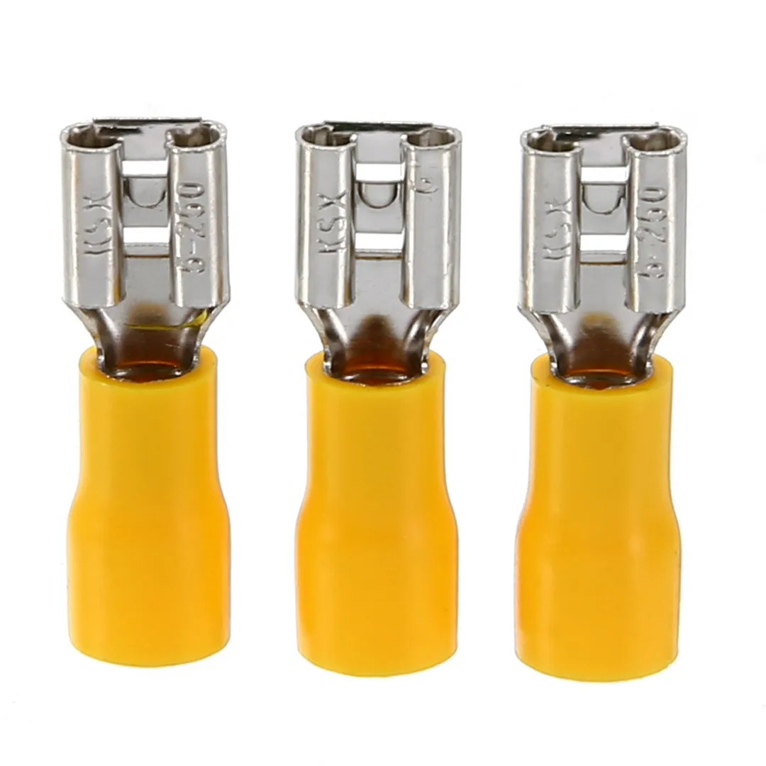 50pcs 10-12 AWG Crimp Terminals Insulated Female Spade Wire Crimp Terminal Connector 4.0-6.0mm Yellow