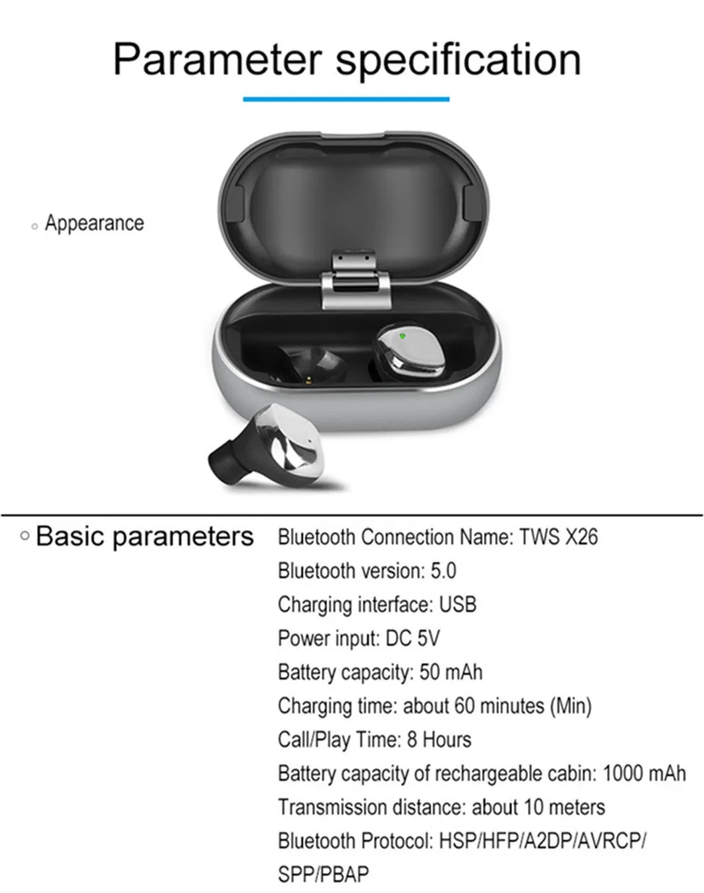 VOBERRY для X26 TWS Bluetooth 5,0 настоящая беспроводная гарнитура интеллектуальная Водонепроницаемая стерео гарнитура с зарядным устройством