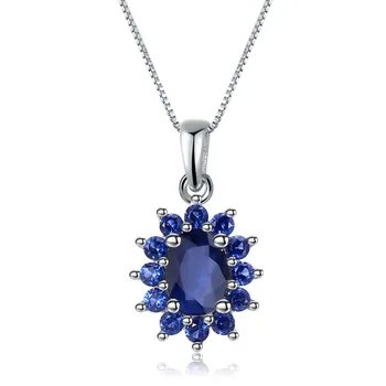 

Gem's Ballet Wedding Brand 0.94Ct Natural Blue Sapphire Genuine 925 Sterling Silver Pendants Necklace For Women Fine Jewelry