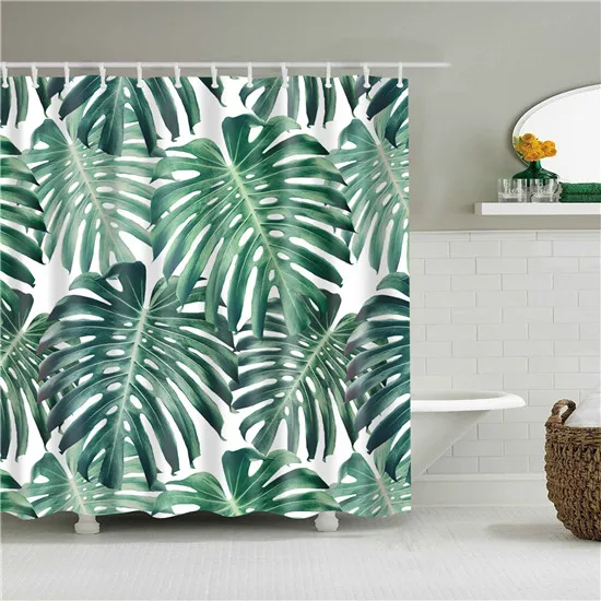 Тропические Зеленые растения Monstera пальмовый лист кактус занавеска для душа s ванная комната занавеска Frabic водонепроницаемый полиэстер с крюком - Цвет: 3