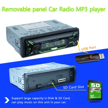 

Removable Panel One Din Receiver 7388IC Detachable CDX- D4267BR 7color backlight Car MP3 player Bluetooth Radio 12V USB SD 4*60W