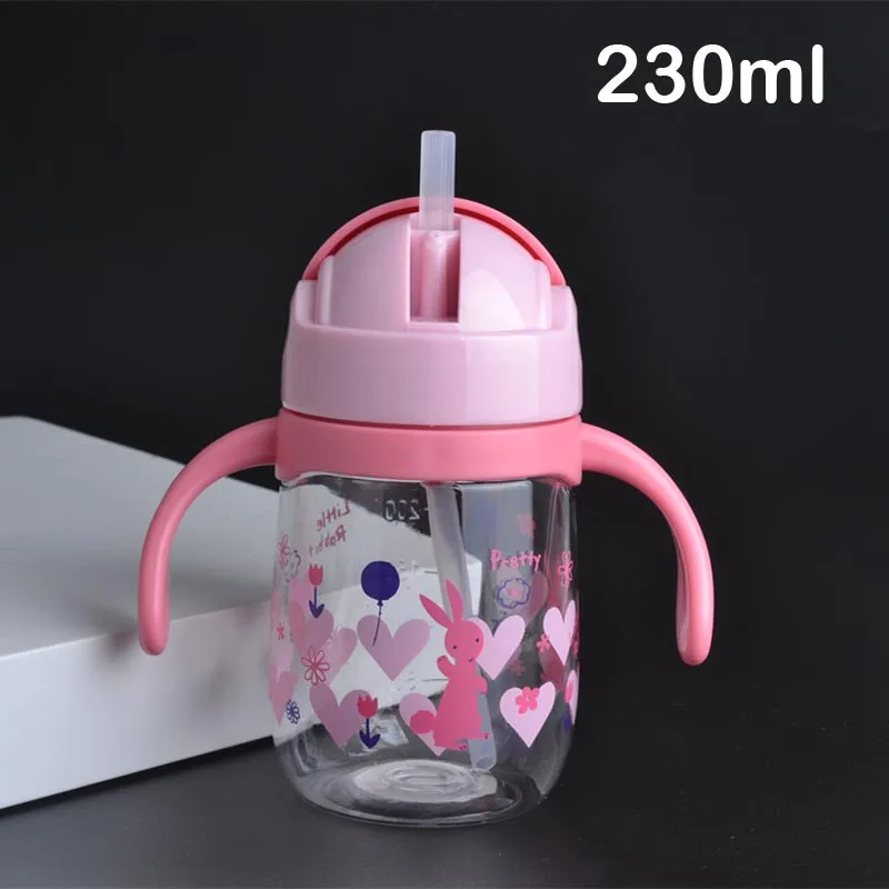 230/450 мл Милая Детская кружка для кормления с соломой BPA бесплатно дети учатся для кормления питья ручка Детские Бутылочки для воды учебный Поильник - Цвет: 230ml Pink Handle