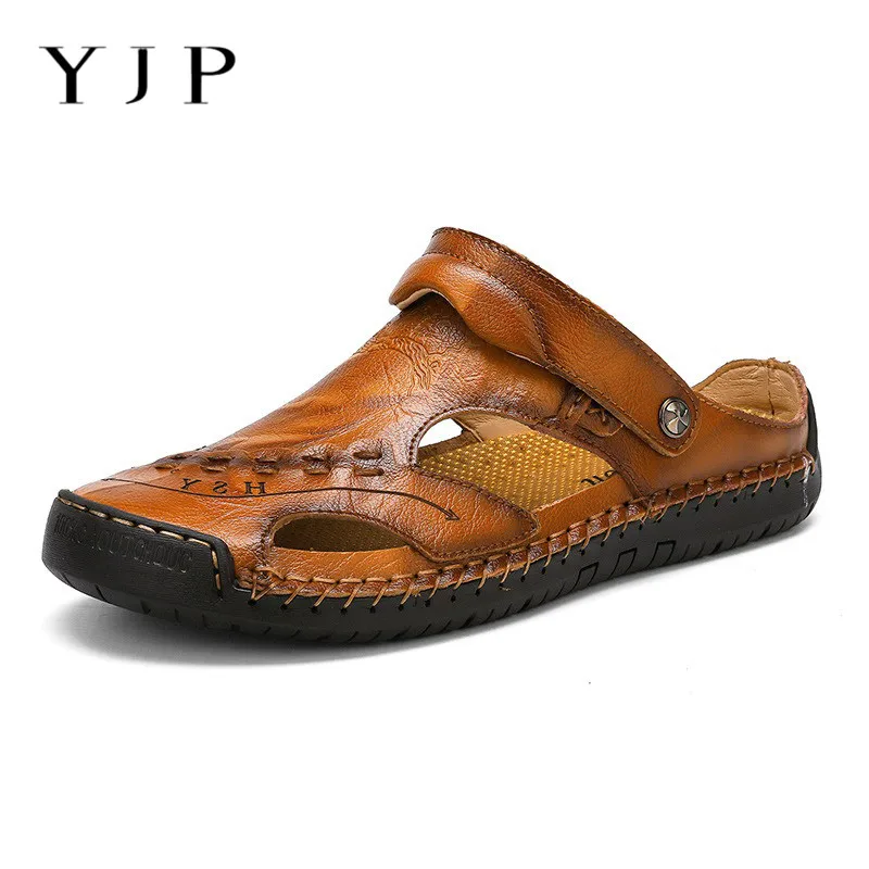 

2019 Men's Summer Casual Leather Roman Sandals Breathable Trend Outdoor Sneaker Beach Rubber Leather Extra Large Code 48 Yards