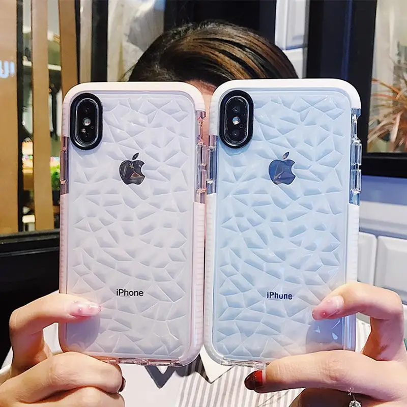 Противоударный чехол для iPhone X XR XS Max 7 8 Plus мягкие прозрачные розовые телефонные