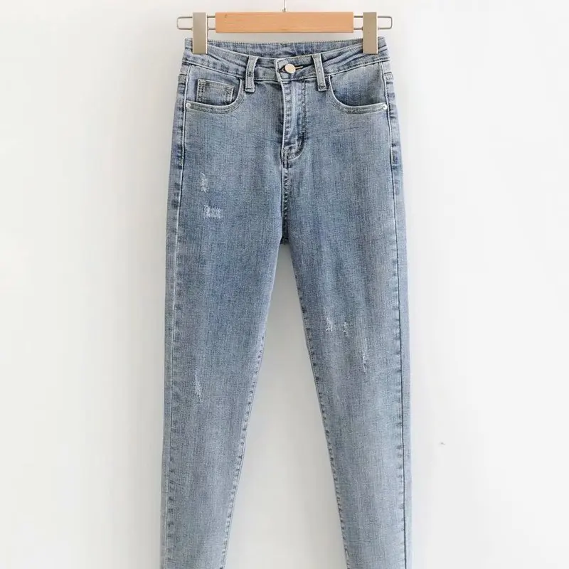 HY63-8667 European and American fashion V-shaped Small-Feet jeans