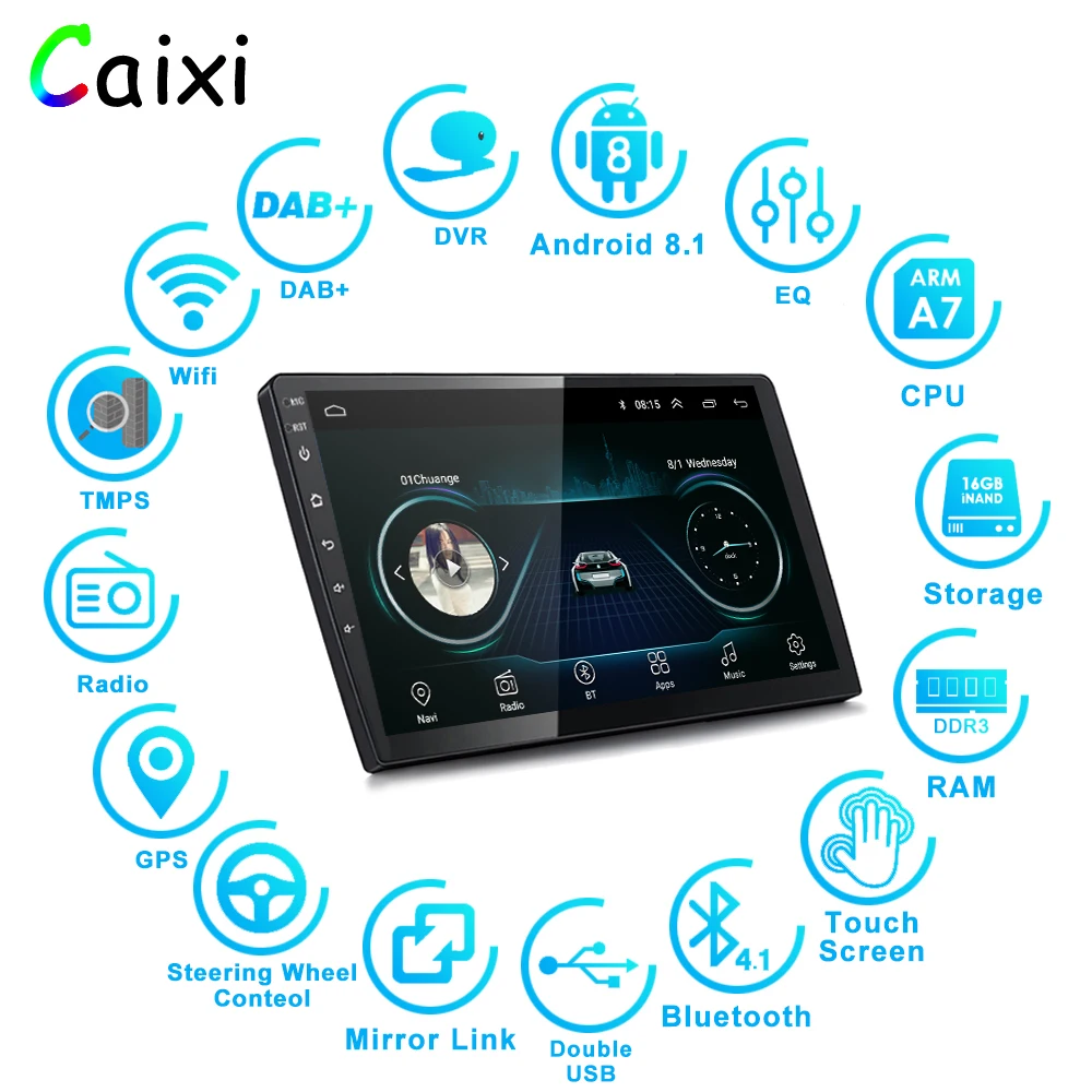 Цена 9 10 дюймов Android 8,1 2 Din Автомобильный радио мультимедиа Playe Универсальный Авто Стерео Gps навигация Bluetooth видео плеер задняя камера