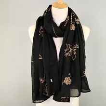 Женская однотонная Высококачественная вышитая Цветочная вискозная шаль-шарф, зимний шарф из пашмины, мусульманские хиджабы Sjaal