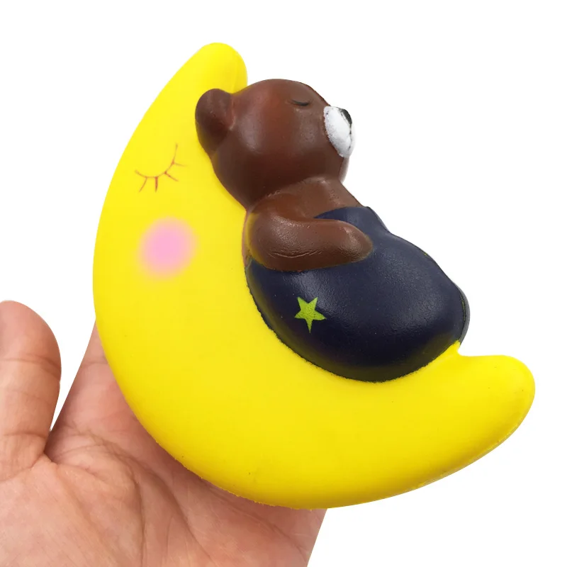 Новый Kawaii Jumbo мультфильм милый медведь на Луне Сжимаемый медленно поднимающийся